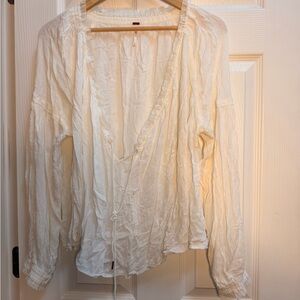 Free People Ivory Peasant Blouse